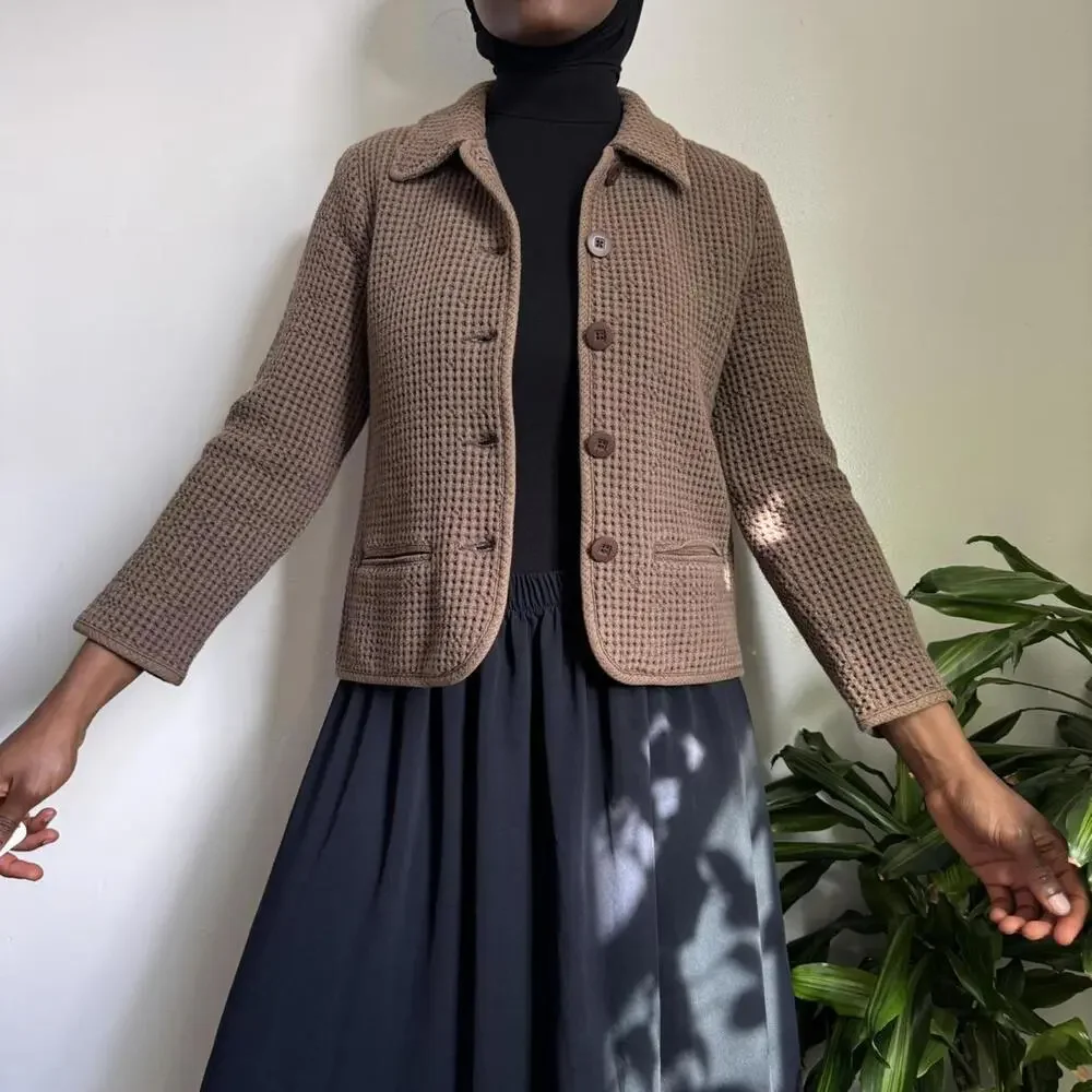 Vintage Brown blazer with button-up‎ front and two front pockets M - Picture 4 of 5